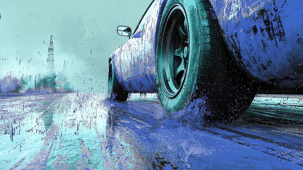 Auto driftet auf nasser Straße - so verlief auch unsere kreative Reise im ersten Jahr