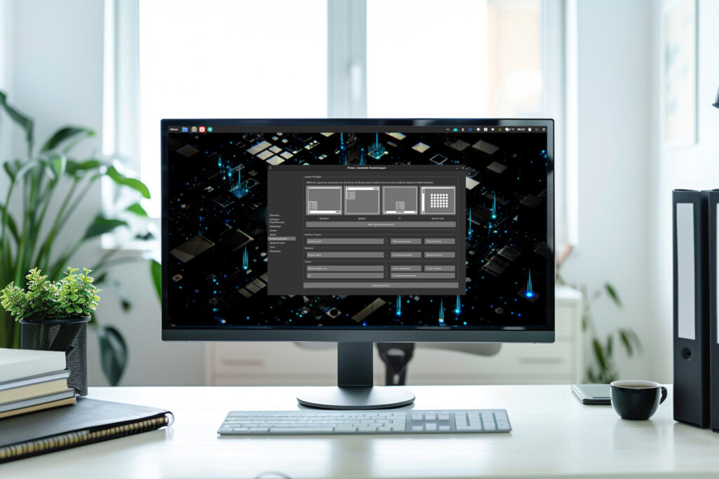 Computerbildschirm mit geöffneter Software-Einstellungsseite.