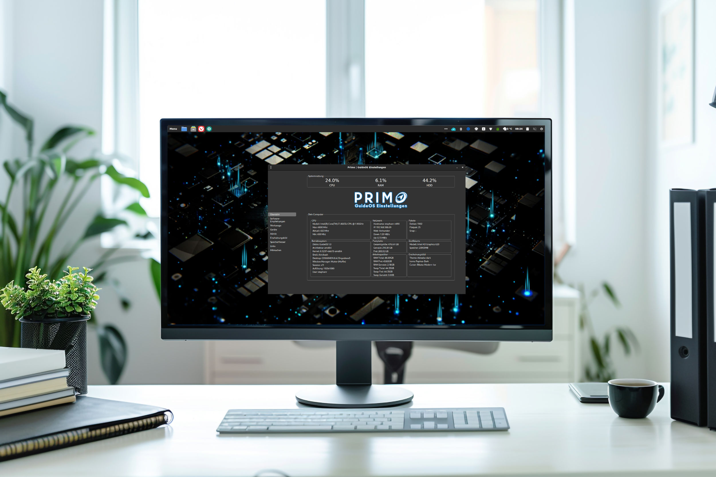 Monitor mit PRIMO Einstellungen Software geöffnet.